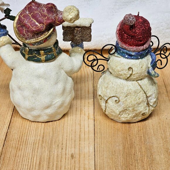 Snowman Pair Figurine Holiday Collection Lot of 2 Metal and Resin Mr & Mrs - Picture 5 of 12